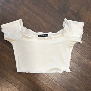 ZAFUL Cream Off-Shoulder Top
